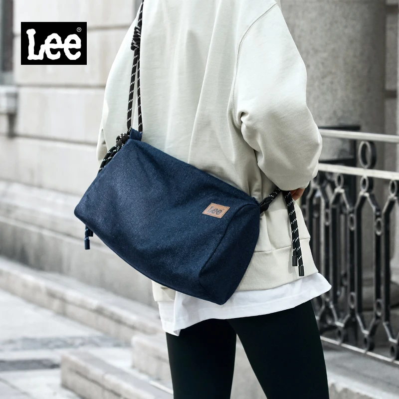 

LEE Simple Lightweight Stylish Square Denim Shoulder Bag Women Man One Pocket Hobo Jeans Blue Medium Ipad Crossbody Bags