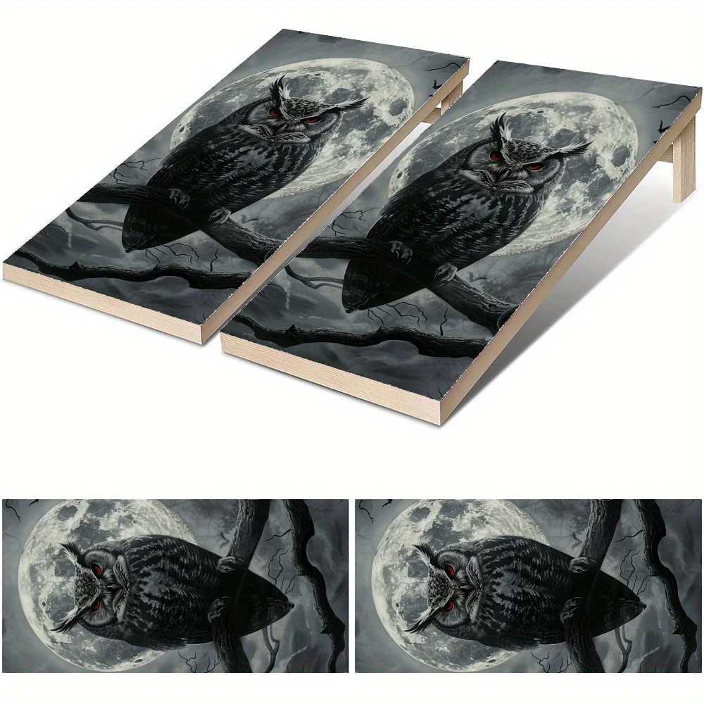 

Moonlit Owl Shadow Waterproof Cornhole Board Vinyl Wraps, PVC Outdoor Game Board Design, Perfect for Sports & Leisure Activities