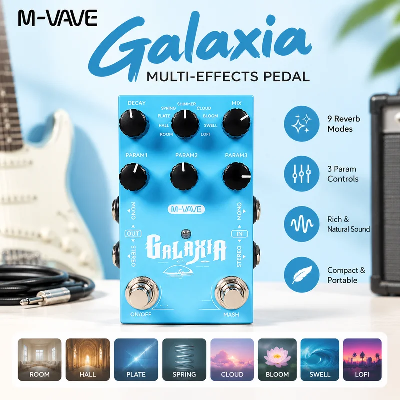 M‑VAVE GALAXIA Guitar Multi‑Effects Pedal Portable reverb Electric Guitar Effects Processor With Amp Modeling Rechargeable Loope
