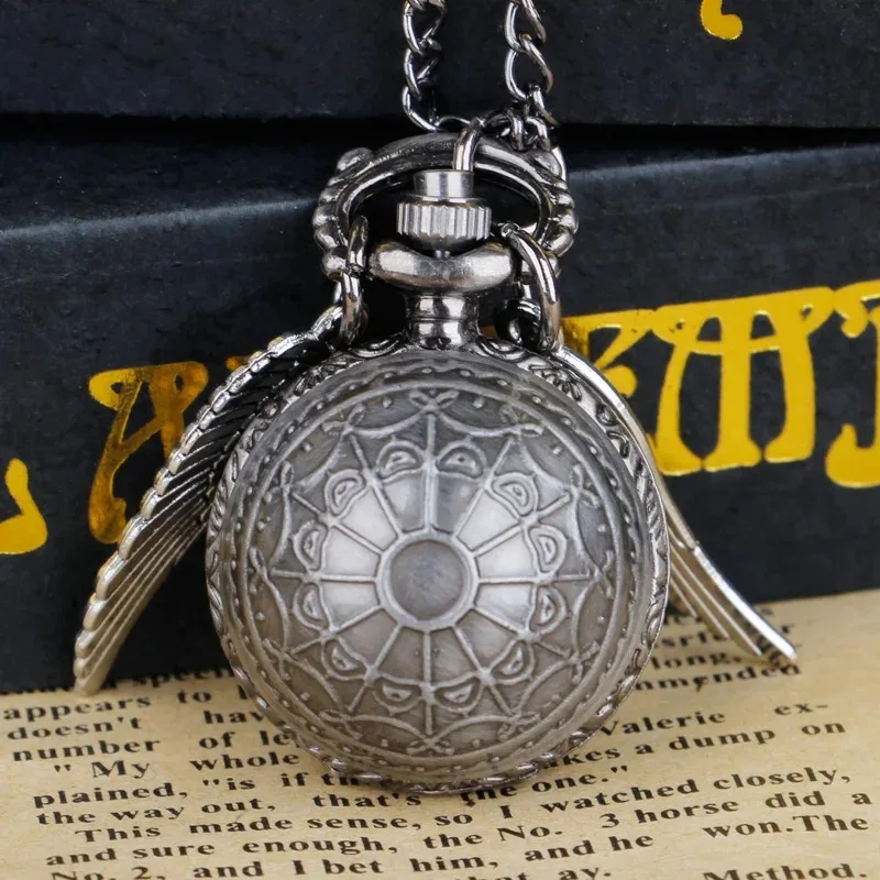 그레이 빈티지 윙 볼 플랩 포켓 시계 절묘한 목걸이 펜던트 Fob 체인 빈티지 Steampunk 포켓 시계 남성 여성 매직