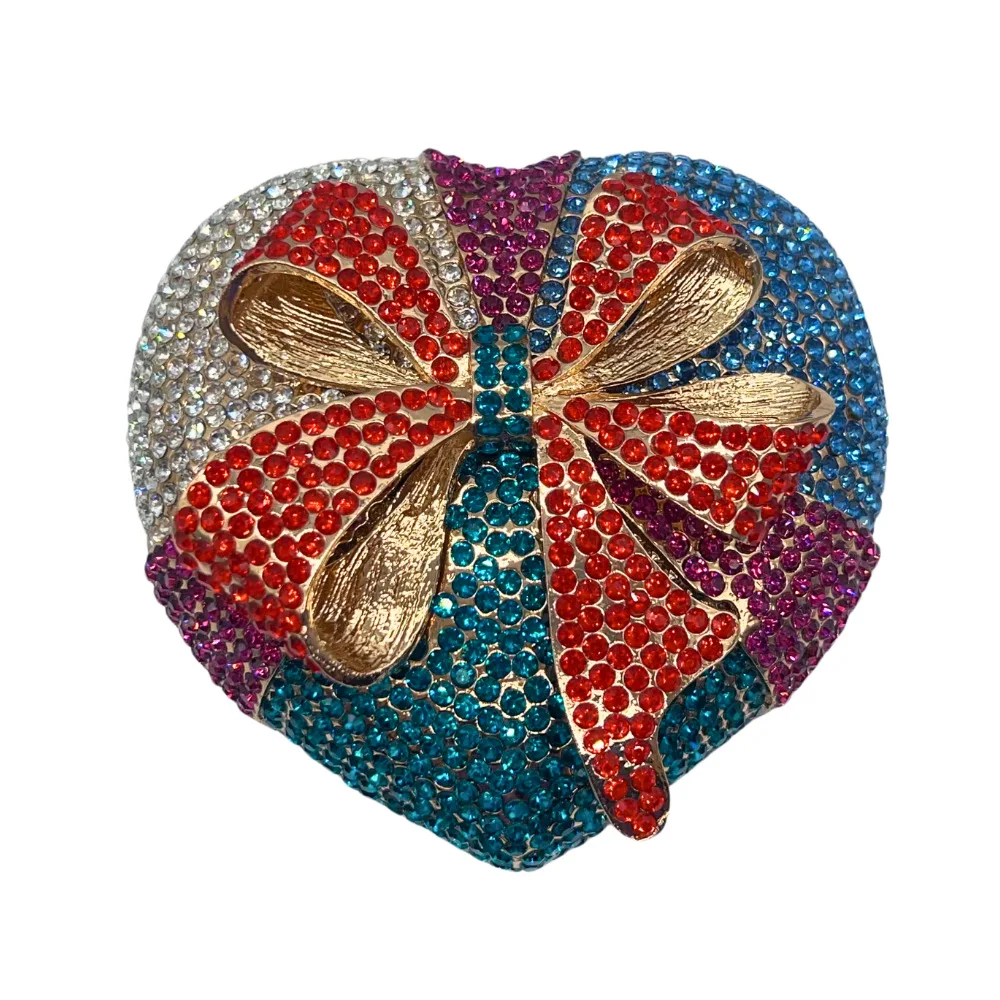 Box Stone Clutch Bow Diamond Dinner Bag Heart Gift Box Banquet Diamond Clutch