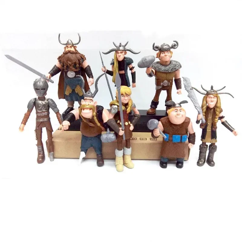 8 قطعة/المجموعة الكرتون قطار التنين تمثال بولي كلوريد الفينيل أنيمي فيلم تحلق التنين الديكور الحرف لطيف أنيمي شخصية المنمنمات