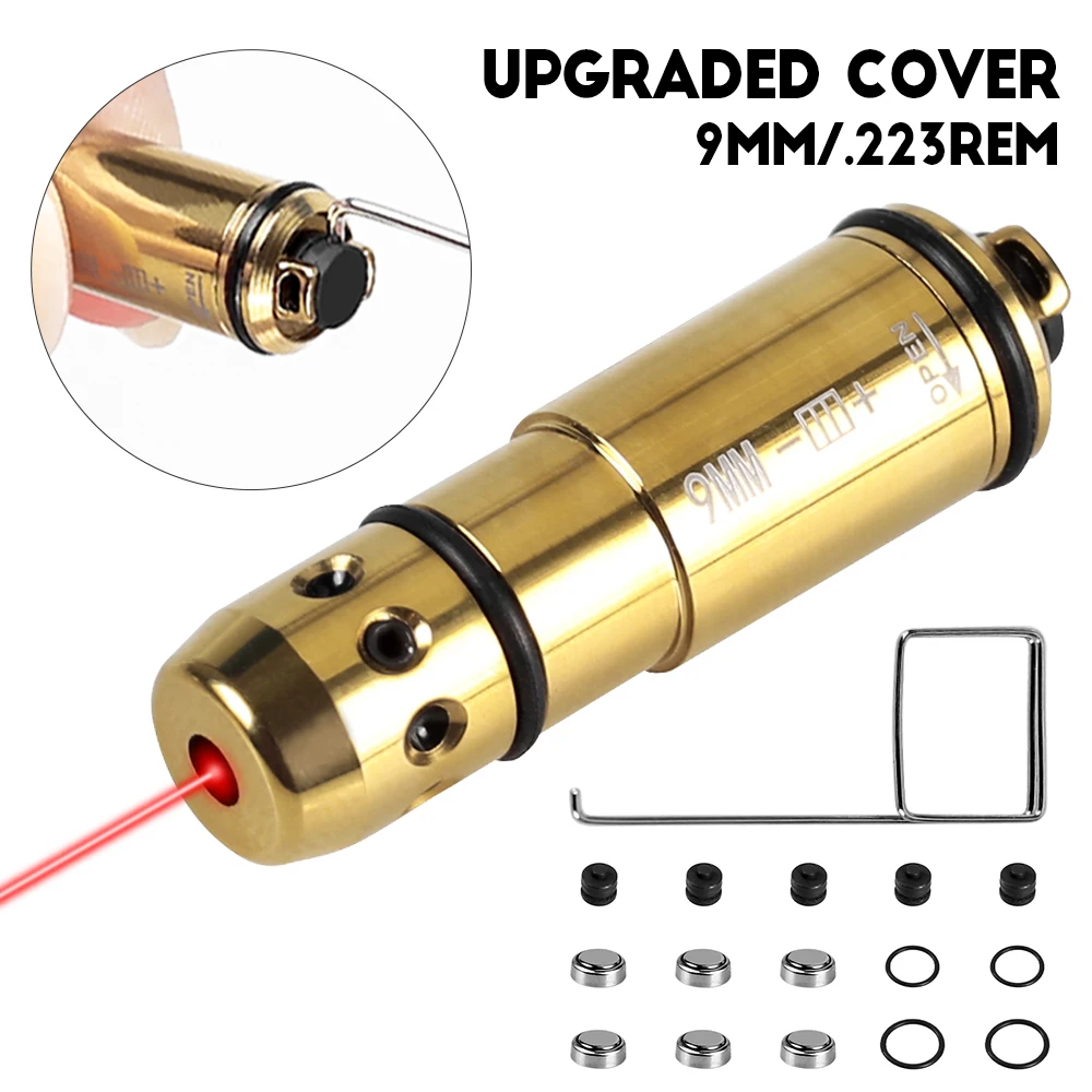 Dry Fire Training Laser 9mm 223Rem Laser Training Bullet Upgrade Battery Cover Tactical Red Dot Training Cartridge Laser Pointer