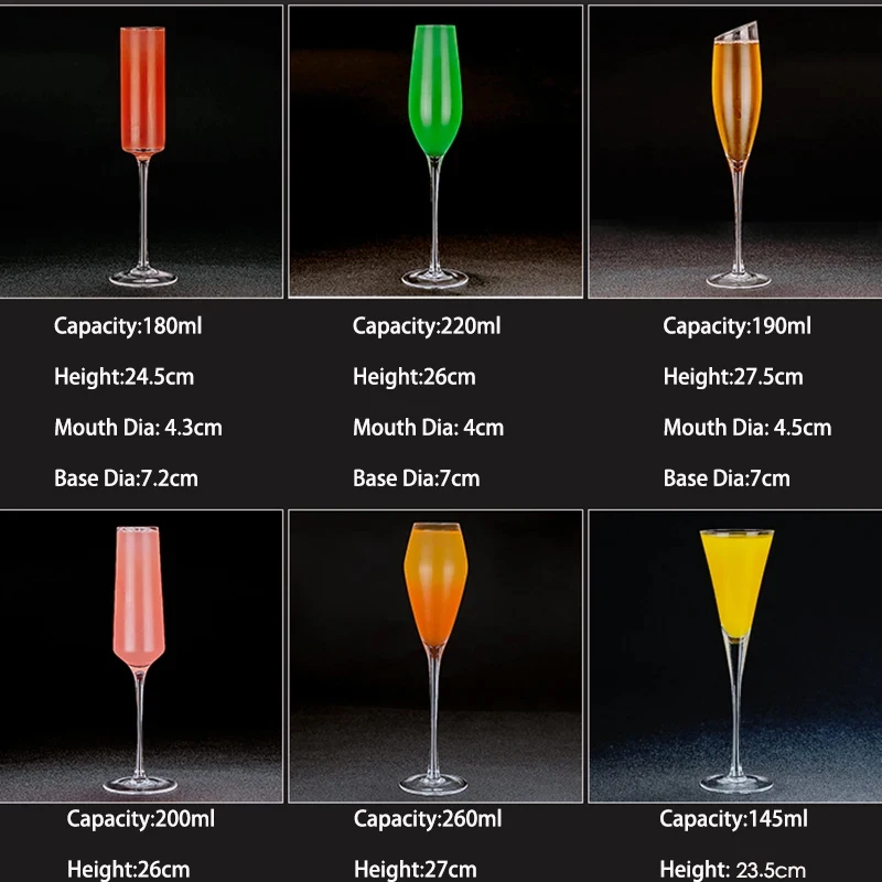 1PCS Gold Trim Champagne Flute Glasses Cocktail Glasses Elegant Designed Hand Blown, Lead Free, Champagne Cups