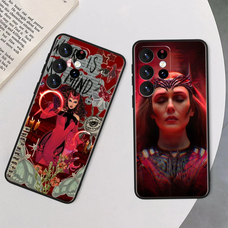 Marvel Wanda Django Maximoff funda de teléfono para Samsung Galaxy S23 S22 S21 S20 FE Ultra S10e S10 S9 S8 Plus Lite, cubierta negra