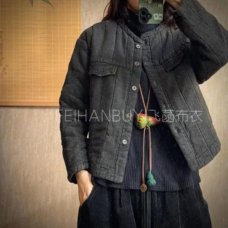 

Новое поступление, осенне-зимние женские однобортные короткие пальто с длинным рукавом, хлопковые утепленные винтажные куртки высокого качества