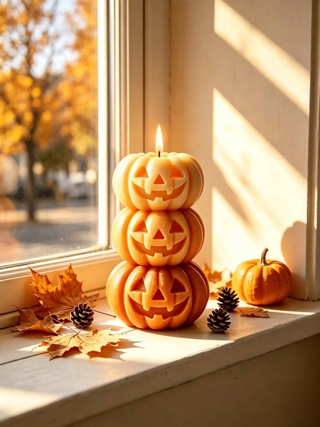 1pc Halloween 3-Layer Pumpkin Shaped Candle, Pumpkin Design - Scented - Smokeless, Long Lasting Fragrance, Suitable For Home Decor, Perfect For Bedroom Environment And DIY Gifts. Suitable For Home Decor, Fireplace, Living Room,sh260721174917036172797