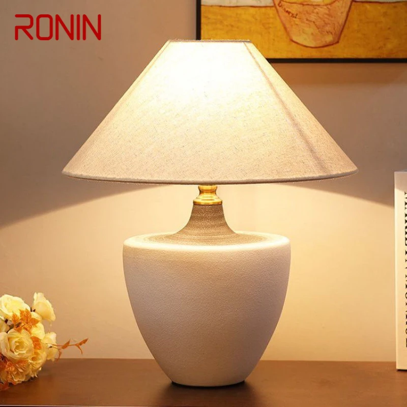 RONIN Nordic Ceramic Table Lamp Modern Art Living Room Bedroom Study Villa LED Originality  Desk Light