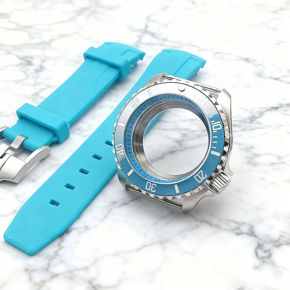 

42 мм серебряный корпус для часов 007, стерильный корпус для часов, резиновый ремешок для часов для NH35 NH36, инструменты для ремонта часов, детали