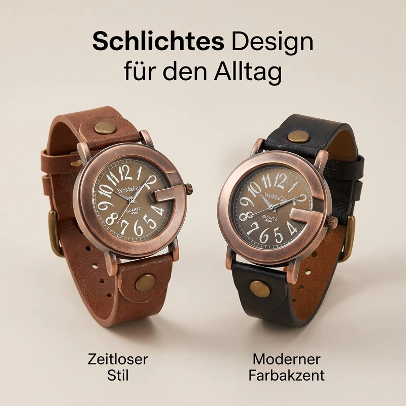 Vintage Style Unisex Quartz Watch, Large Number Dial, Alloy Case, PU Leather Strap, Thanksgiving & Christmas Gift, Casual Neutra