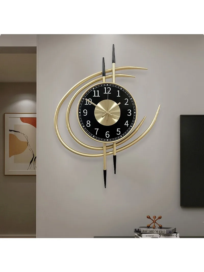 54cm Storm Eye Moderne Wanduhr, Große Schwarze Zifferblatt Metalluhr, Geräuschlos Analog, Gold Luxuriöse Dekoration für Wohnzimmer Schlafzimmer – Detail 2