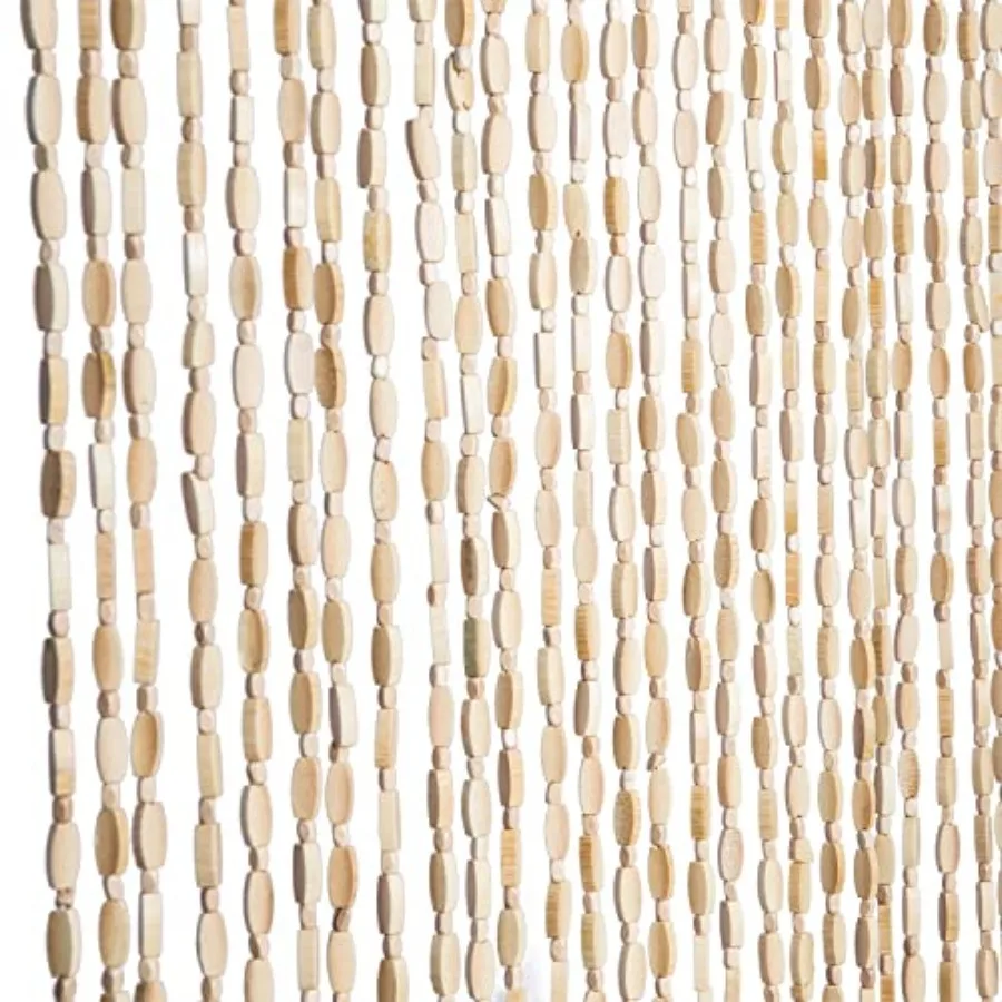 

52 Strands 36" x 79" Wood and Bamboo Beaded Curtain for Doorway Room Divider, Bamboo and Wooden Doorway Beads-Boho Bohemian Cur