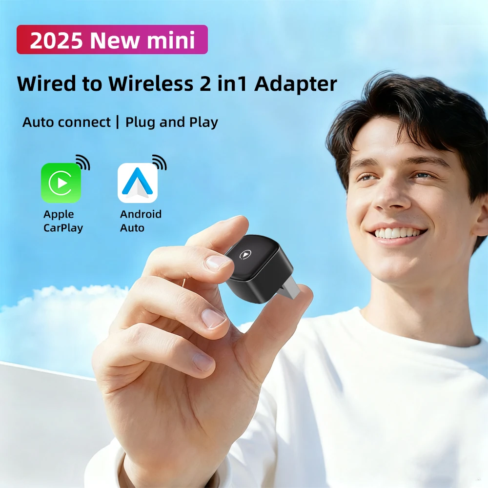 FLIXIVI NEW CarPlay Android Auto Adapter 2in1 Wired To Wireless 5GHz WiFi5.0, Plug and Play, for OEM Wired CarPlay/Auto Cars