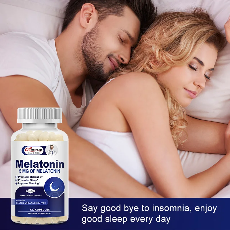 Alliwise Melatonin Anxiety Stress Relief Help Deep Sleep Save Relieve Insomnia for Audlt Middle-aged Elderly Healthy Sleep Time