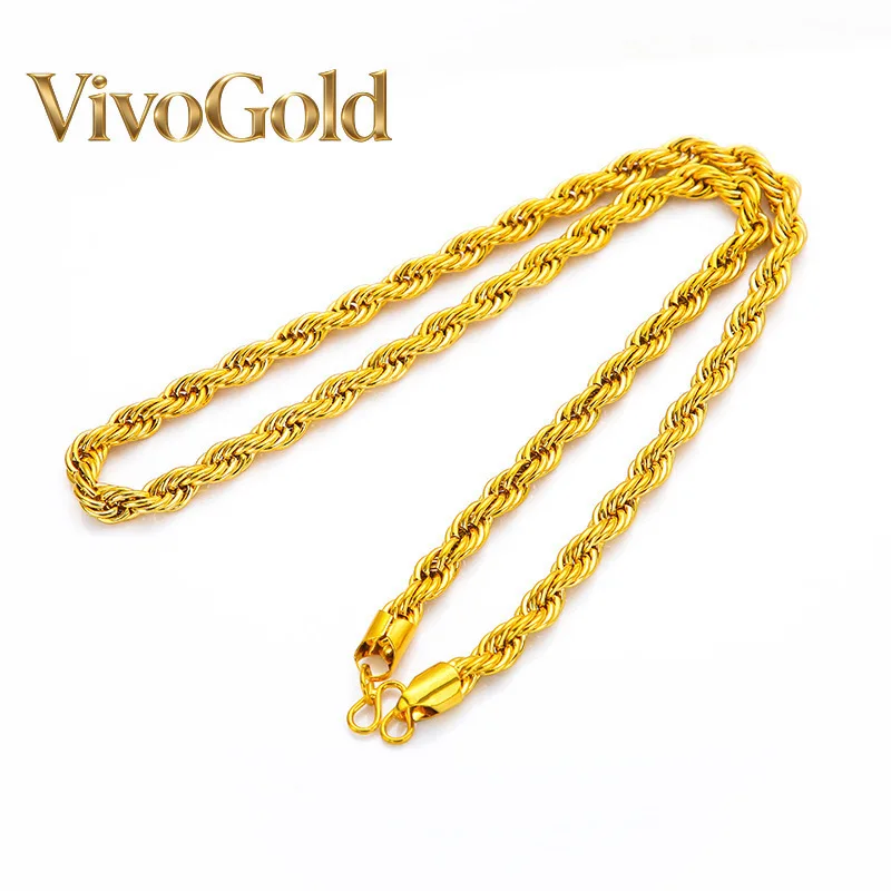 

VivoGold VivoGold Twist Boss Necklace 24K Gold AU999 Unisex - Elegant, great for gifting business professionals