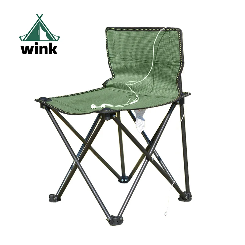 Portable Folding Stool with Backrest, Outdoor Fishing Chair, Train Stool