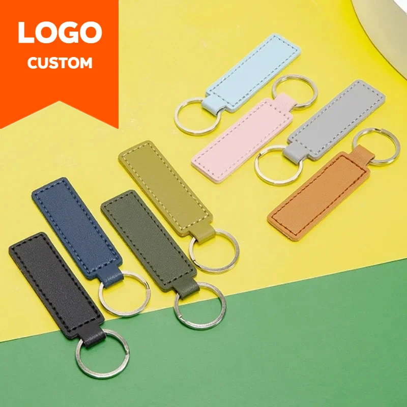 

Custom Company Name Leather Keychain Laser Engrave Logo Metal Keyring Personalize Hotel Number Gifts Key Chain Holder Pendant