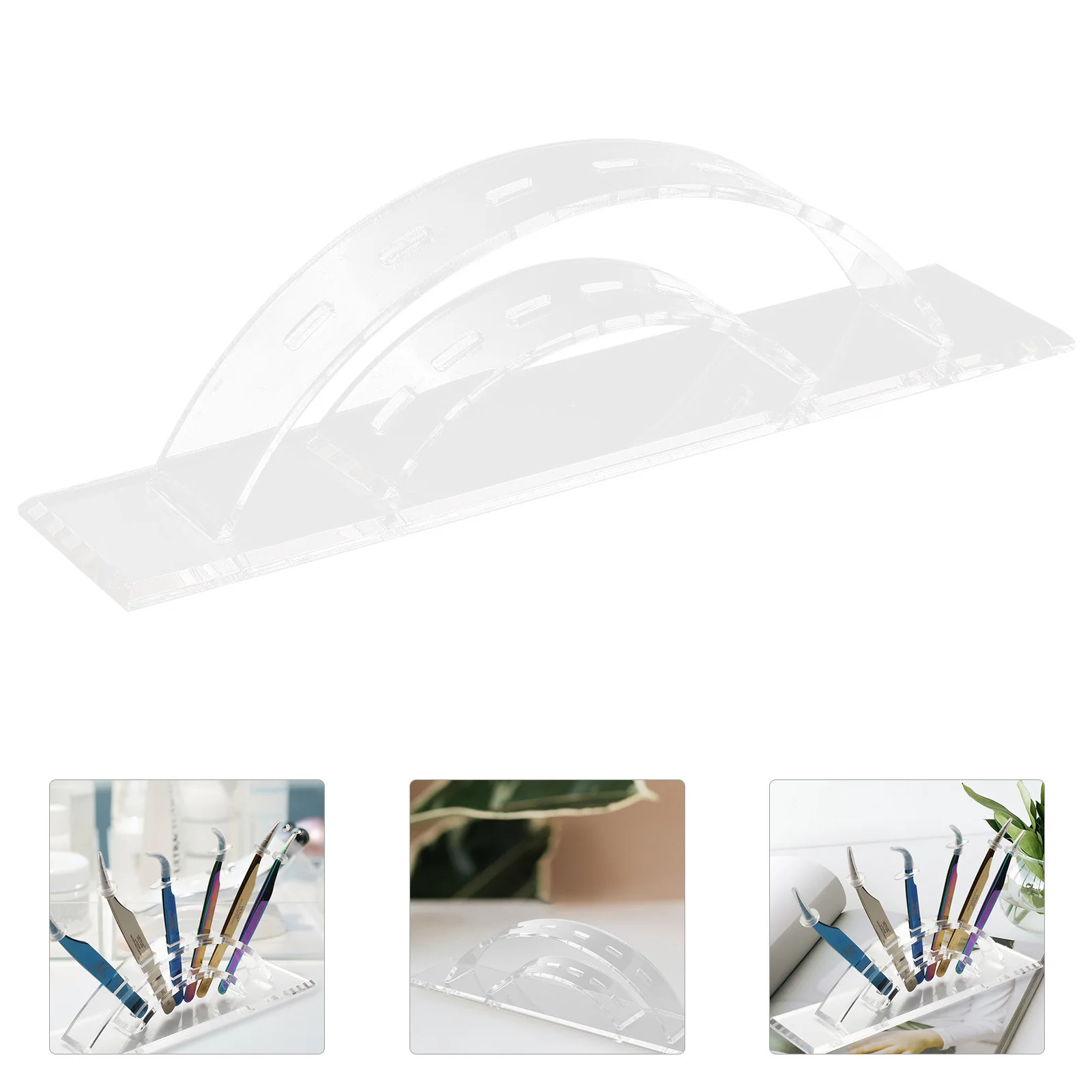 1pc Acrylic Tweezers Stand Eyelash Extension Tool Holder Transparent Storage Rack For Makeup Organizer Display Shelf Multi-Use