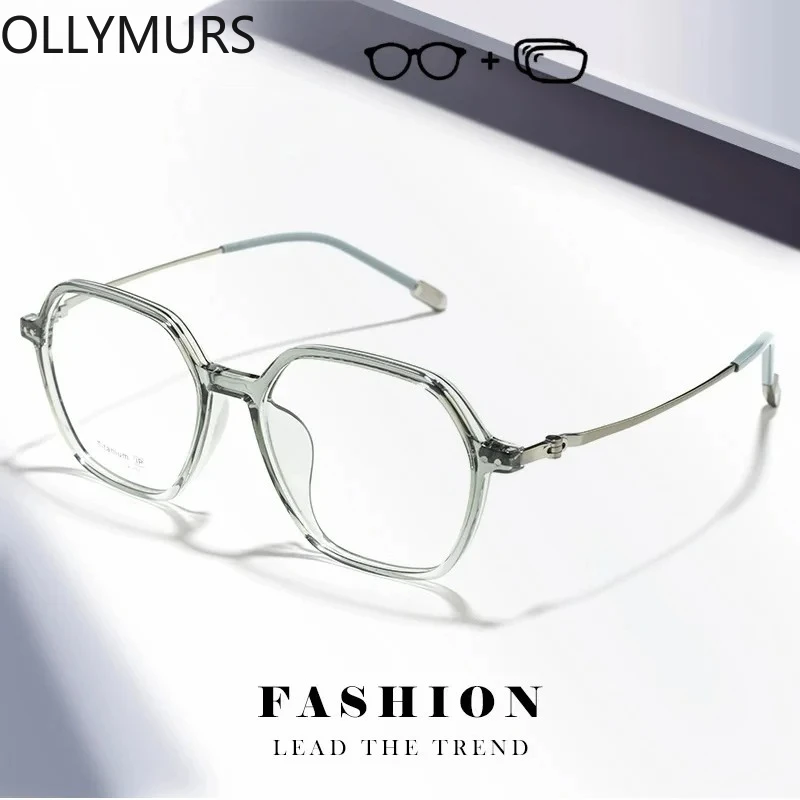

OLLYMURS Women's Optical Prescription Glasses Ultralight TR90 Rim Titanium Temple Blue Light Blocking Progressive Eyeglasses