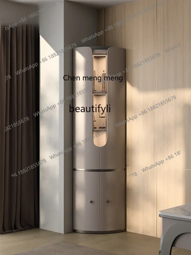 

X Italian-Style Light Luxury Triangle High-End Wine Cabinet Living Room Corner Corner Display Cabinet Curio Cabinet