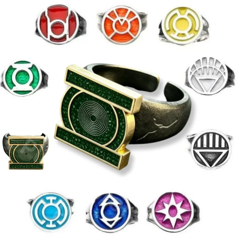 2026 Neuer Green Lantern Corps Ring Anime Peripherie John Stewart Ring Verstellbarer Offener Ring Cosplay Requisiten Ring Spielzeugsammlung Geschenk
