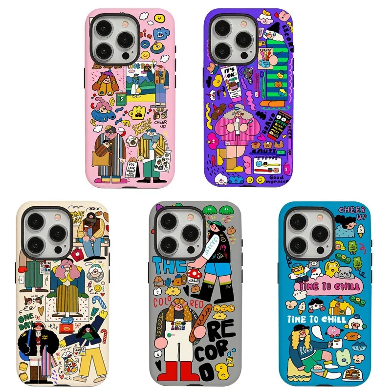 Cartoon Stickers Phone Case for iPhone Models
