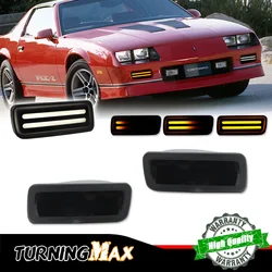 Car LED Dynamic Amber Front Bumper Turn Signal Lights White DRL Driving/Parking Lights For Chevrolet Chevy Camaro 1985-1992 12V