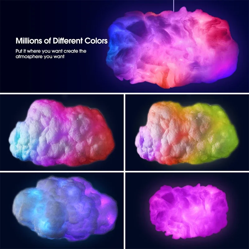 Kit d'éclairage cloud 3D avec synchronisation de musique, bande lumineuse LED RGBIC multicolore, télécommande et contrôle par application, éclairage d'ambiance pour chambre à coucher