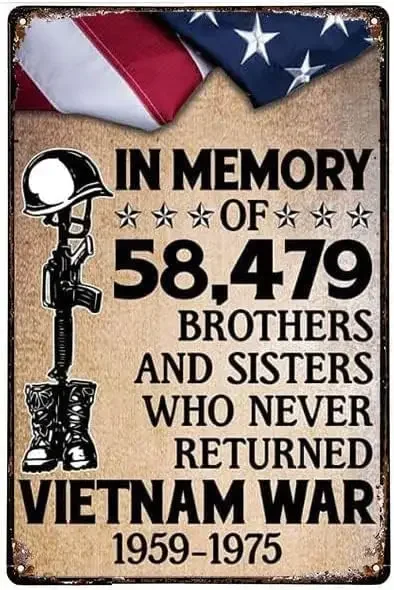 Vietnam Veterans Memorial 1959-1975 Vietnam War Vintage Metal tin Sign Art Plaque Wall Decor Look Funny Gifts for Home Kitche