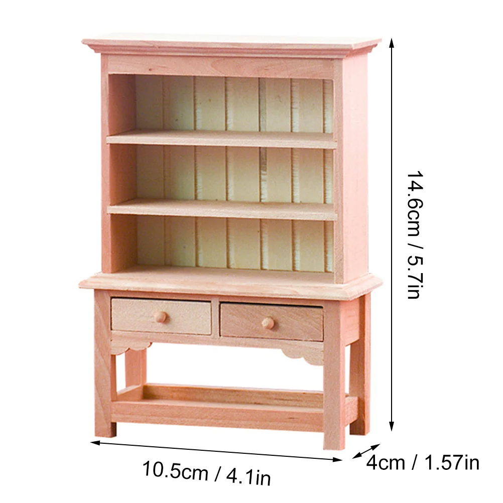 Mini Wardrobe Ornaments Miniature Furniture Home Accents Decor Wooden Cabinet House Light Decorations for Model