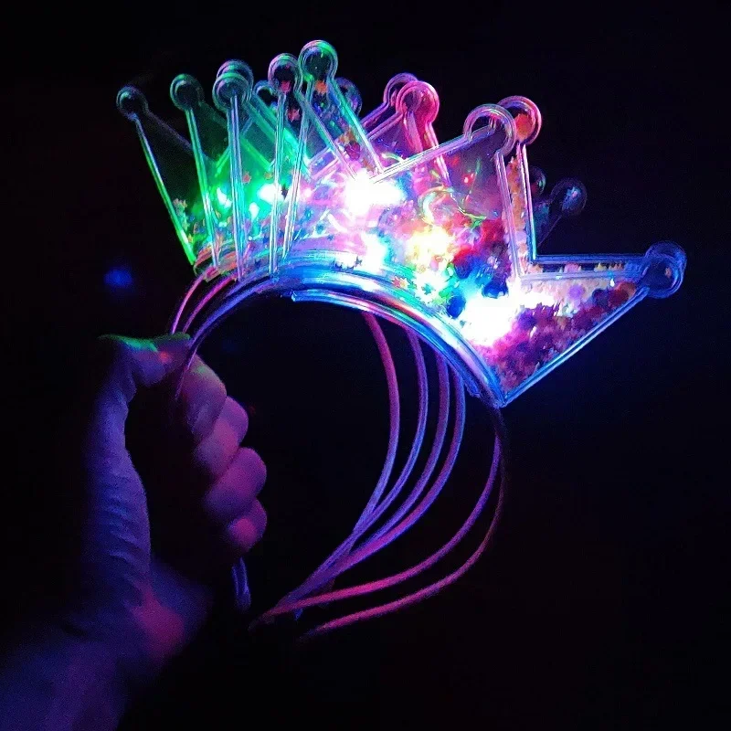 

10pcs Flashing LED Light Up Crown Tiara Cat Ears Headband Hair Accessories Hairbands for Women Girls Glow Party Wedding Festival