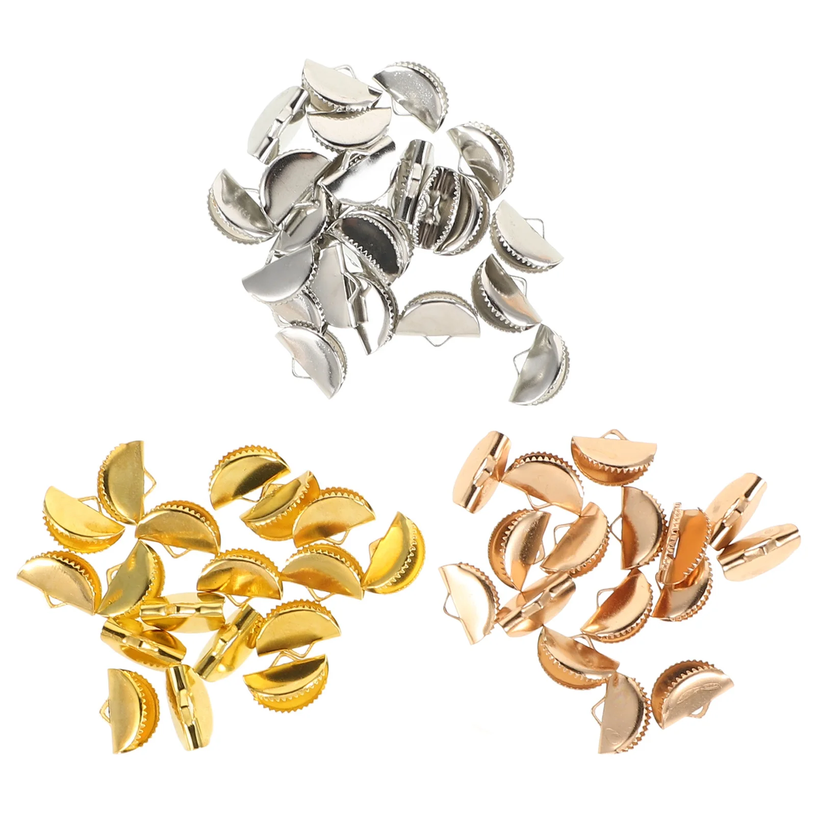 150 قطعة مشبك شرابة الحبل ينتهي نصف أبازيم مستديرة لصنع المجوهرات النتائج اكسسوارات Diy بها بنفسك الحرفية مشبك معدني السحابة