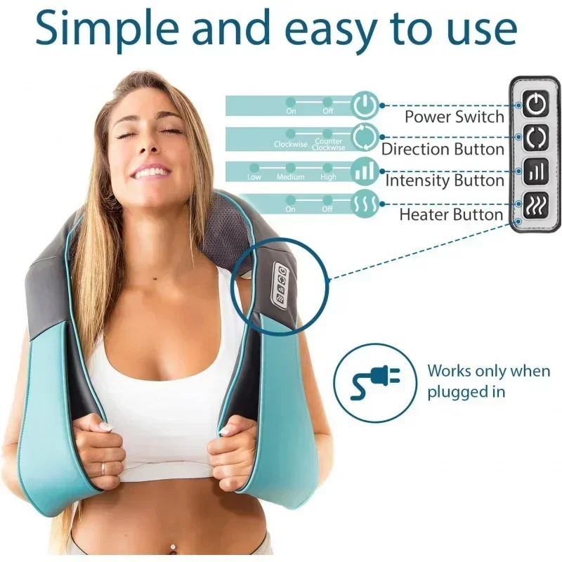 مدلك الرقبة والظهر بالحرارة - وسادة العجن العميق للتدليك - مدلك كهربائي لكامل الجسم