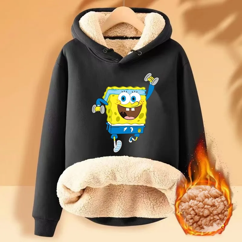 SpongeBob SquarePants Womens Winter Hoodies Patrick Star Pullover Hooded Sweatshirt Warm Fleece Lined Oversized Sherpa Blouse