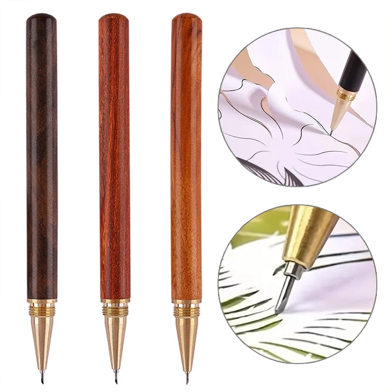 1/2/3Pcs Wooden Handle Craft Knife – Sharp Blade Precision Pen Cutter for Paper Cutting, Scrapbooking Office Stationery TMZ