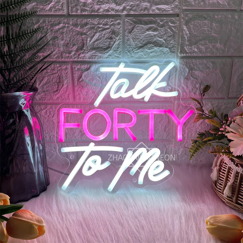 

Talk Forty to me Led Neon Sign Wall Home Room Decor Birthday LED Neon Lights Sign for Party Birthday Decoration Signs Gifts