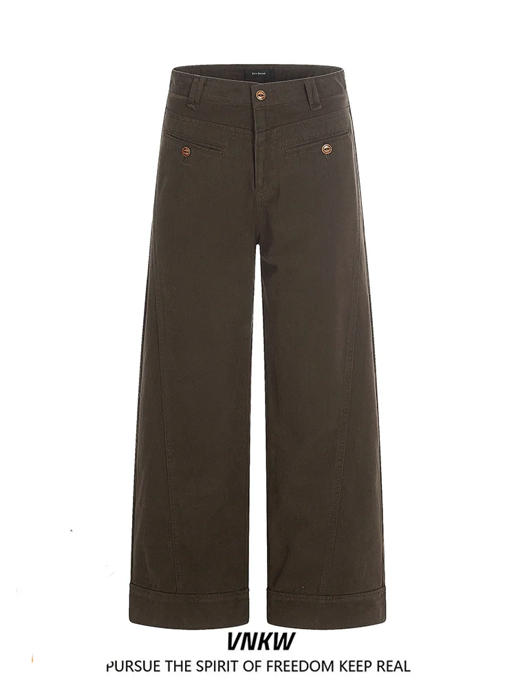 

Retro American Washed Men's Casual Pants High Street Loose Straight Leg Wide Leg Couple's Long Pants Comfortable Cotton