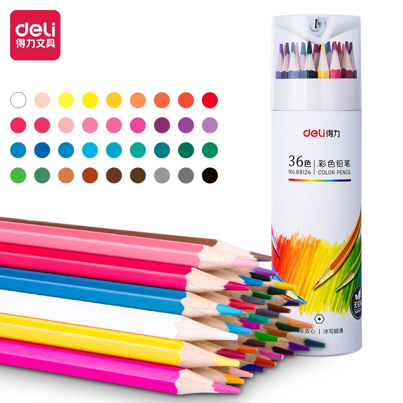 Deli 12/24/36/48 Oily Colored Pencil קלמר לבנות לבית ספר Children\'s Painting Graffiti Coloring Colored Pencil  School Supplies