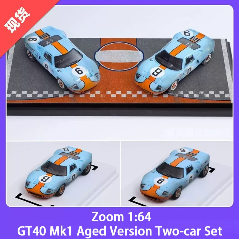 

Zoom Diecast 1:64 GT40 Mk1 NO.6 NO.9 Aged Version Two-car Set Alloy Car Model Ornament Souvenir Display Collection Hobby Gift
