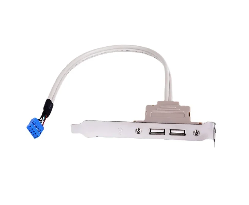 Cable de extensión de placa base trasera USB 2,0 de doble puerto, carcasa de pc de escritorio, PCI, deflector, alta calidad, 1 ud.