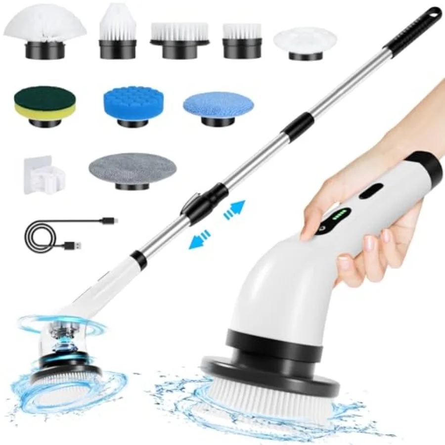

Electric Spin Scrubber Cordless Electric Scrubber for Cleaning Bathroom with Long Handle Electric Shower Scrubber Power Cleanin