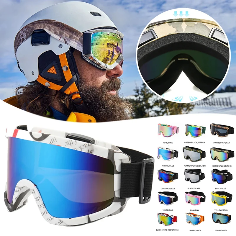 

Лыжные очки в большой оправе с яркими линзами, противоударные, антибликовые, мотоциклетные очки, спортивные очки для спорта на открытом воздухе, снега, сноуборда, лыжные очки