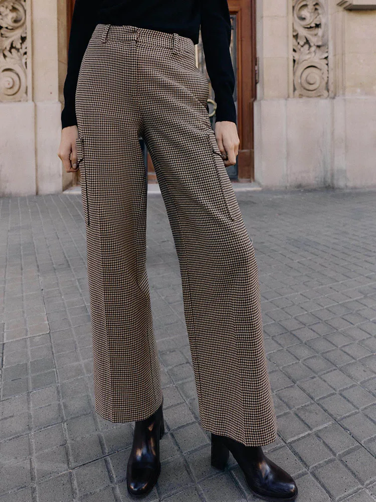 

Весна 2026: Новые модные универсальные женские брюки с высокой талией, прямые, в клетку, для работы