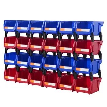 SucceBuy - Contenedores de almacenamiento apilables (24 unidades, 12,7 x 10 x 7,6 cm), con estantes escalonados independientes para garaje, contenedores apilables colgantes 10 best sales Organizador de garaje - №9
