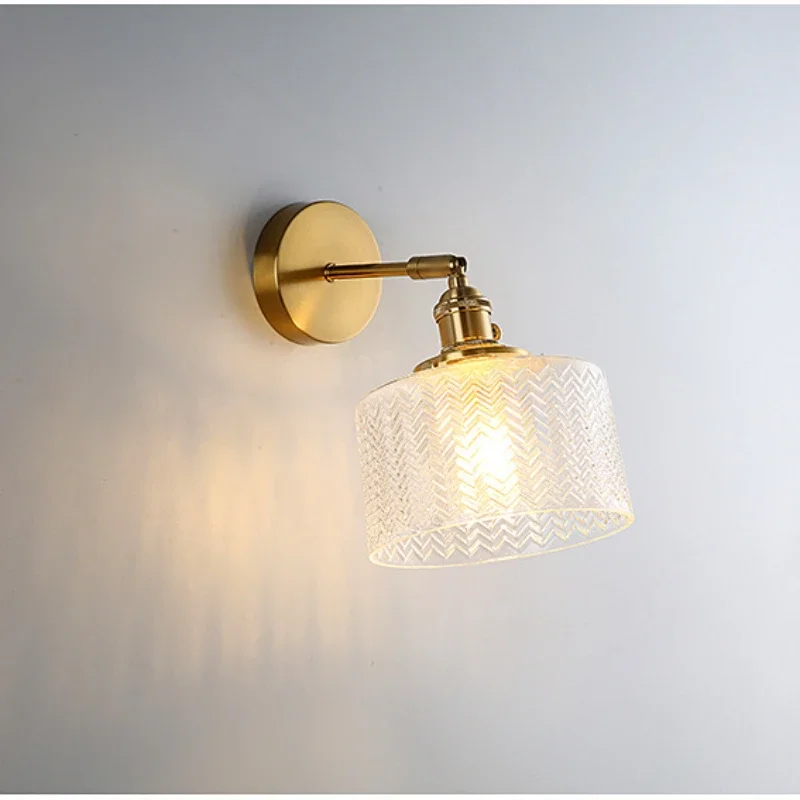 Lâmpada de parede de vidro vintage, Quarto simples luz, Estilo nórdico criativo, estilo americano, Luxo luz de cabeceira