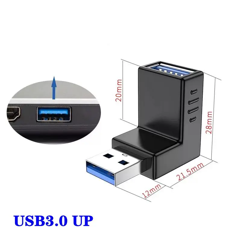 USB 3.0 ذكر إلى أنثى محول تمديد الكوع عالي السرعة 90 درجة، الكمبيوتر، الهاتف المحمول، محرك فلاش USB، محول OTG