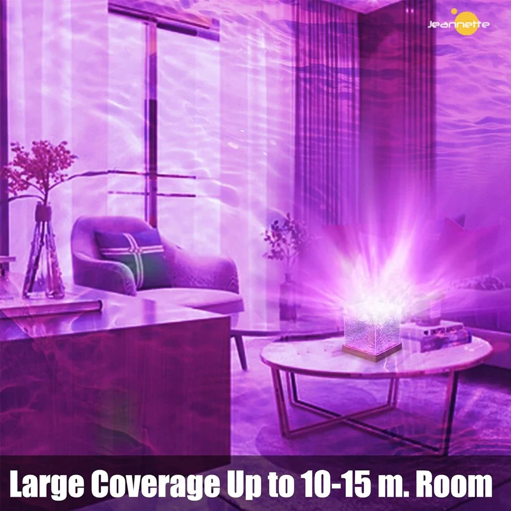 Dynamic Rotating Water Ripple Projector 3/16 Colors Night Light Flame Crystal Lamp Ocean Northern Wave Projector Ripple Light