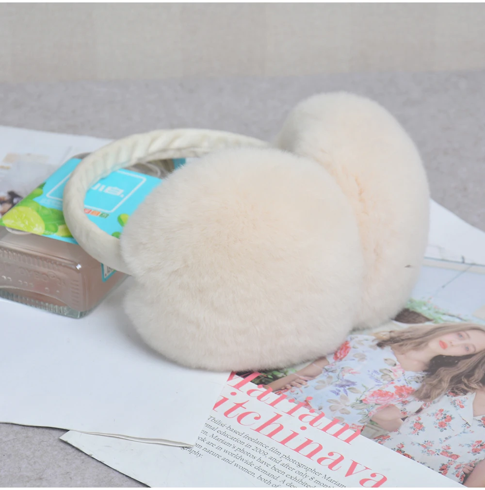 Rex Rabbit Fur Hang Ear Cover Warm Winter Earmuffs Headwear Ear Muffs Fur Earmuffs Cold Ear Warmer Fold Ear Protection Headband