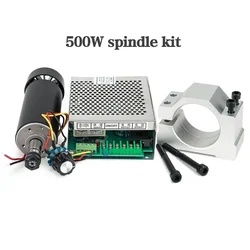 CNC 500W Air Cooled Spindle Kit Upgrade 500W Spindle Motor 110V/220V Power Supply 52mm Clamps for CNC Engraving Malling Machine