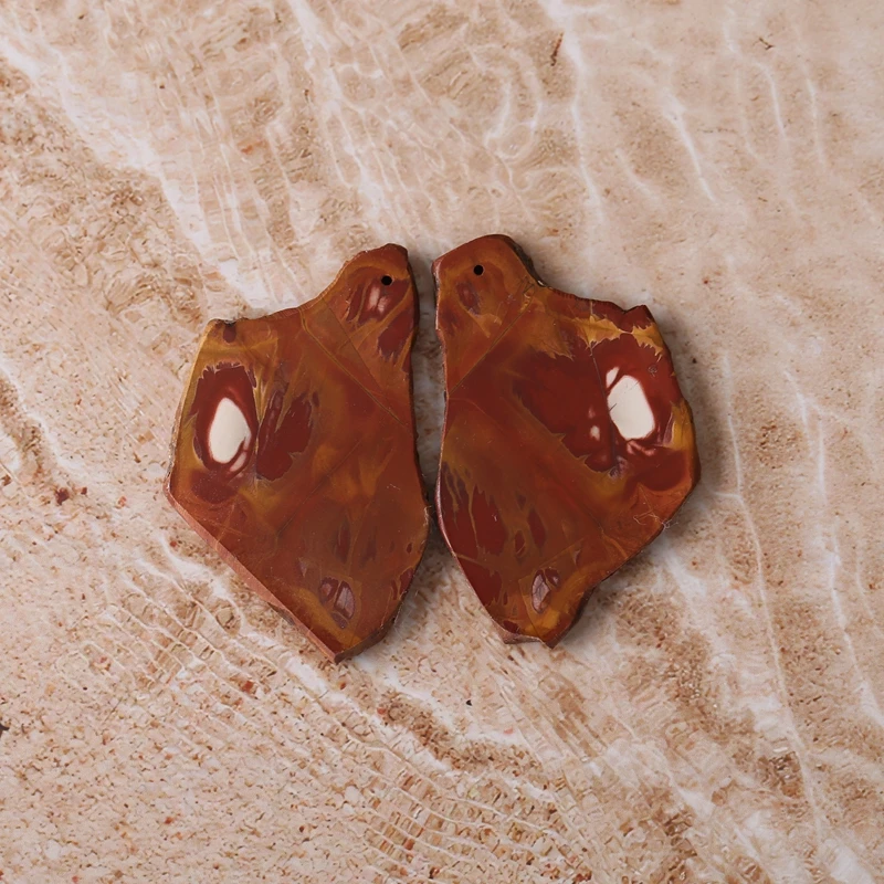 

Natural Stone Fire Picture Jasper Earring Bead 45x30x3mm 15.2g Fashion Jewelry Unique Women's Style Nugget Earrings